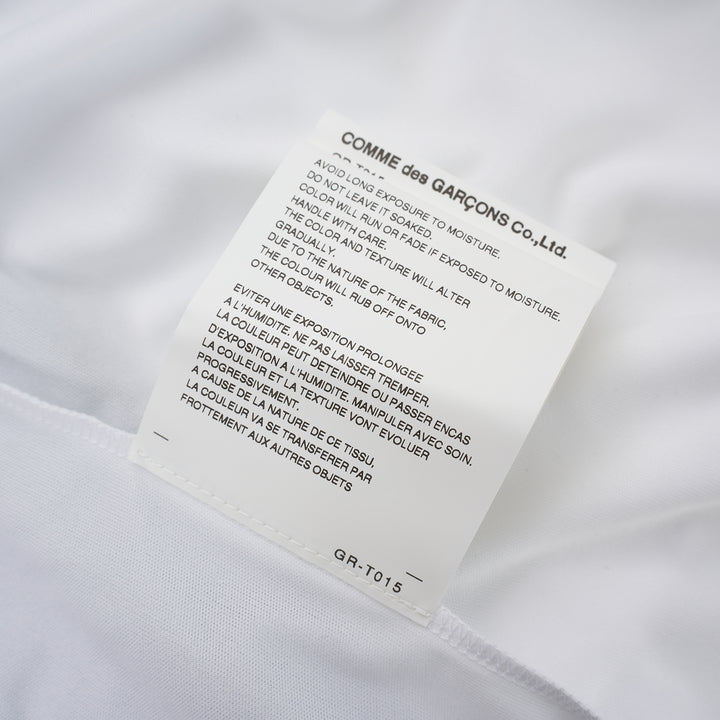 Comme des Garçons black sheer mesh long sleeve tee with white contrast trim at the crew neck and cuffs - view 4