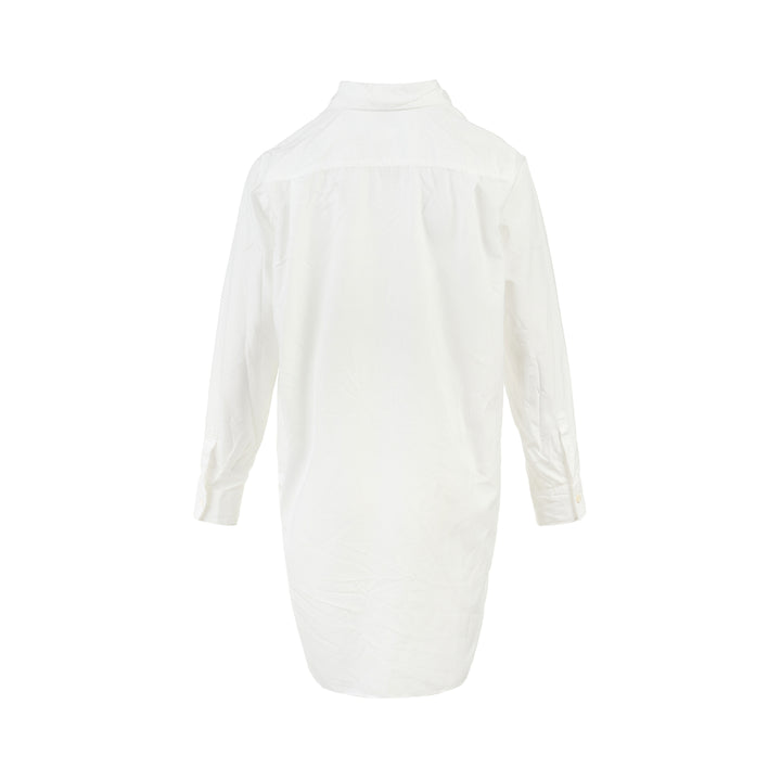 Comme des Garçons Comme des Garçons white longline shirt with raw-edge panel seams, chest pocket and button-through front - view 2