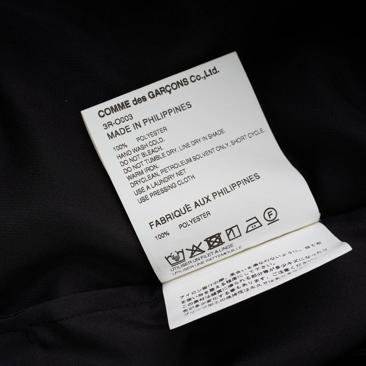 Black polyester satin midi dress with gathered neckline, puff cap sleeves and a pleated ruffle-trimmed tiered hem by Noir Kei Ninomiya - view 3