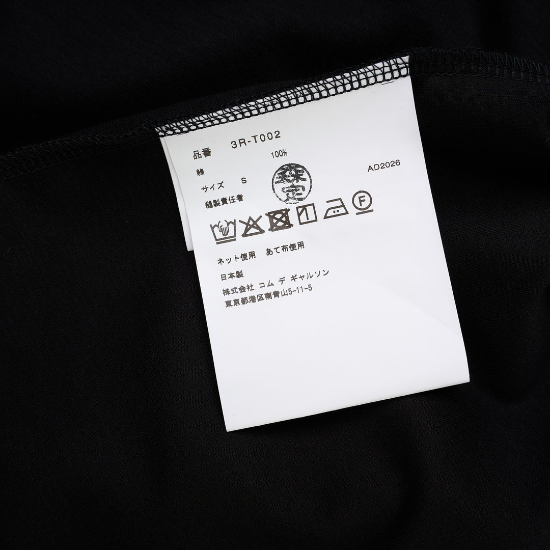 Noir Kei Ninomiya black cotton ponte tee with crew neck and twisted knot detailing on both short sleeves, shown from the front - view 3