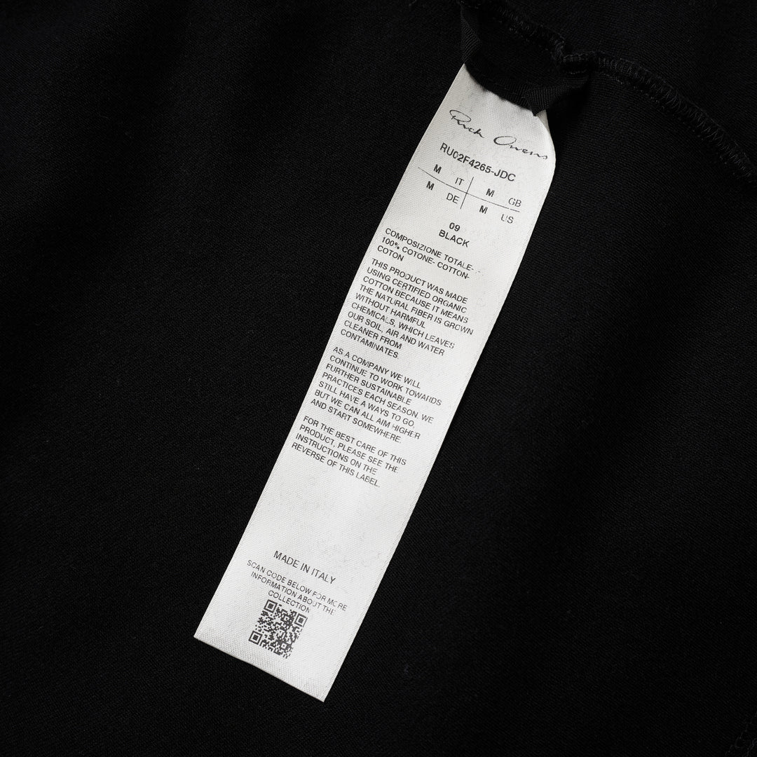 Back view of the Rick Owens Short Level Wool Silk Jersey Tee in black, showing the crewneck, shoulder seams and short sleeves - view 3
