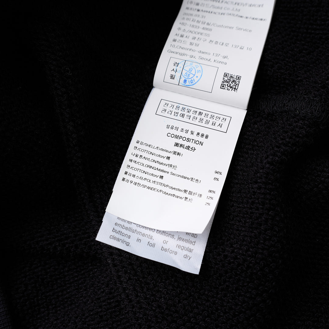 Black Wooyoungmi zip-up hoodie with padlock-style zip pull, stud-detailed kangaroo pockets and small gold logo on the chest - view 4