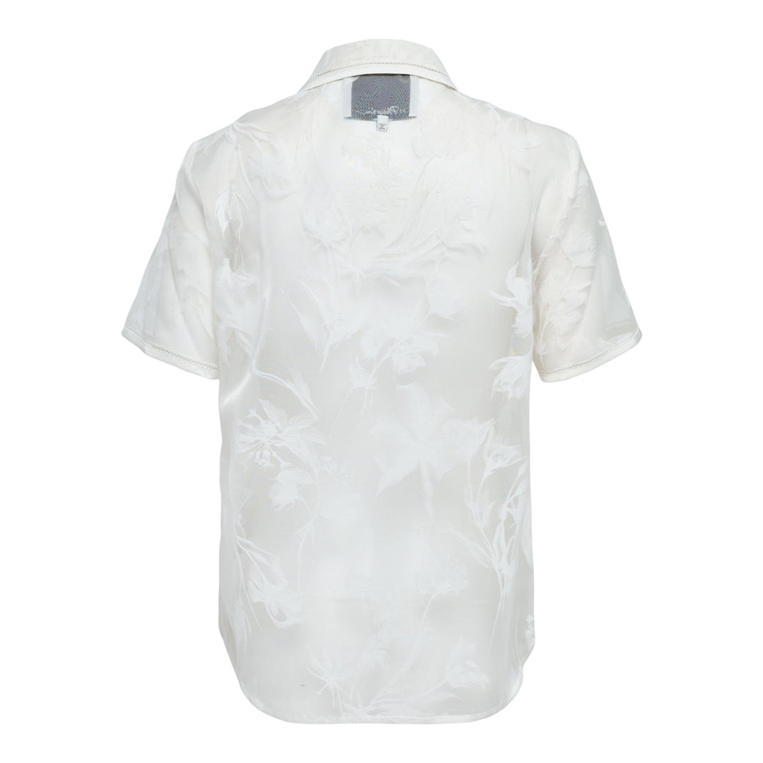 Club21 - 3.1 Phillip Lim - Flocked Organza Short Sleeve Shirt - BLOUSES - White