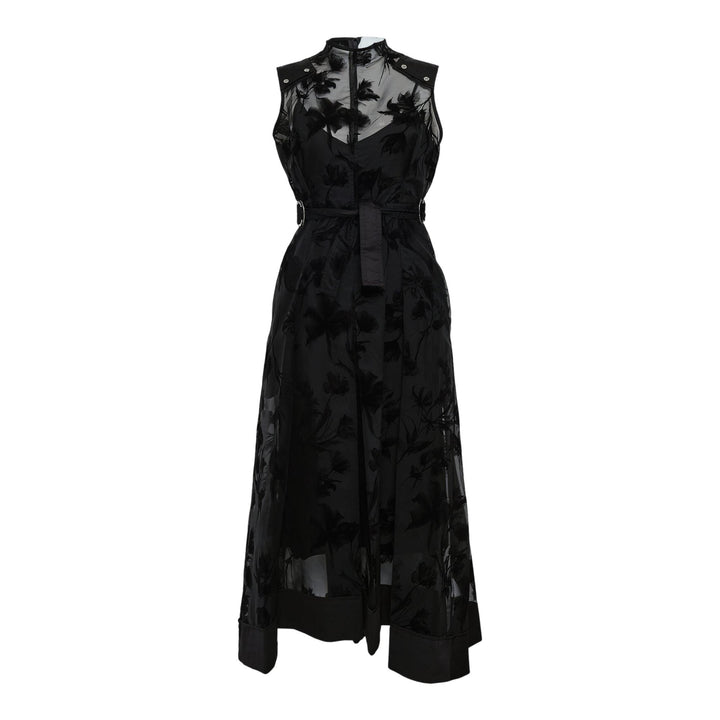 Club21 - 3.1 Phillip Lim - Flocked Organza Sleeveless Midi Dress - WOVEN DRESSES - Black