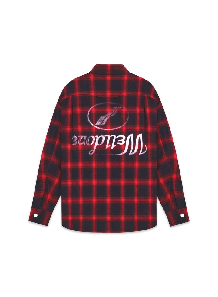 Red Loose Fit Flannel Shirts