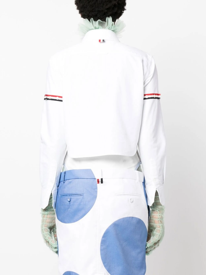 Oxford Armband Cropped Round Collar Shirt Women
