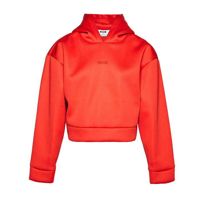 Neoprene Hooded Cropped Sweatshirt