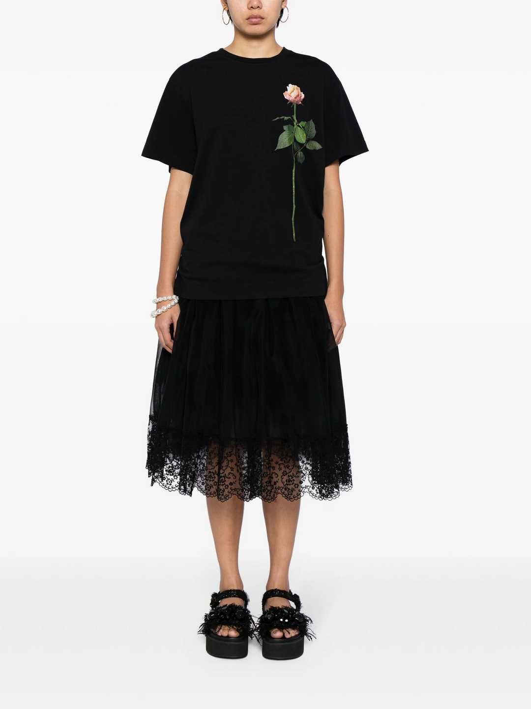 Short Sleeve T-Shirt With Rose Print