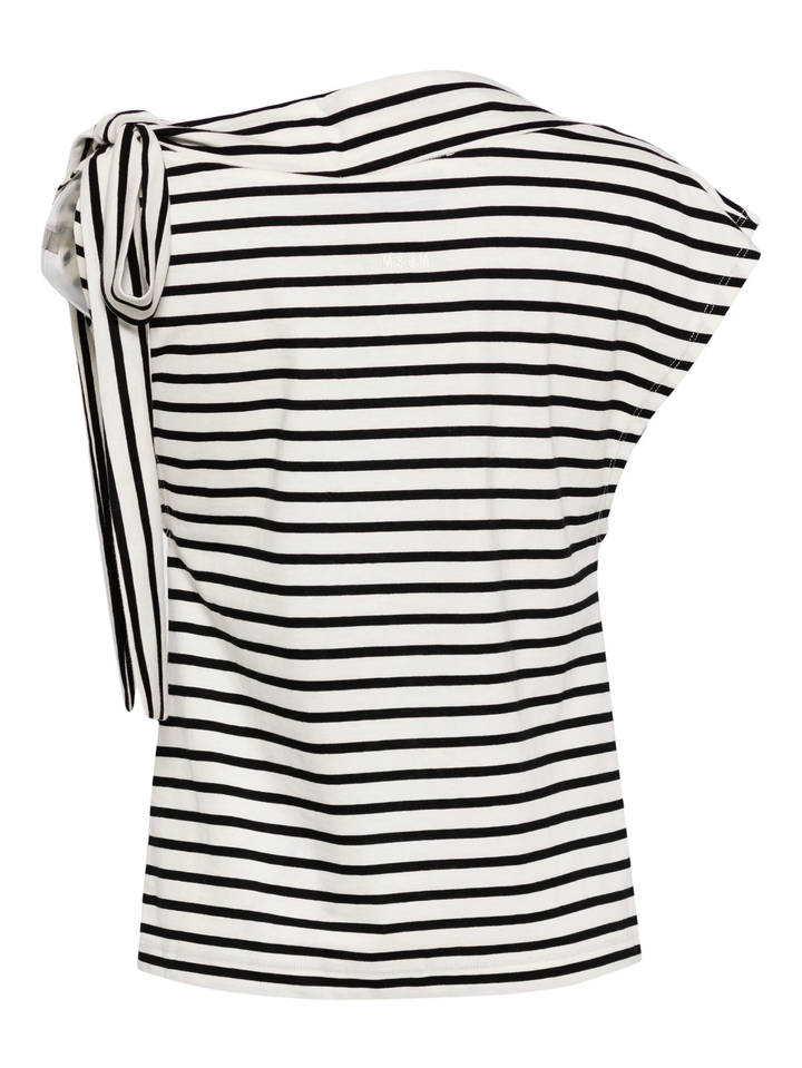 Asymmetric Shoulders Striped Top