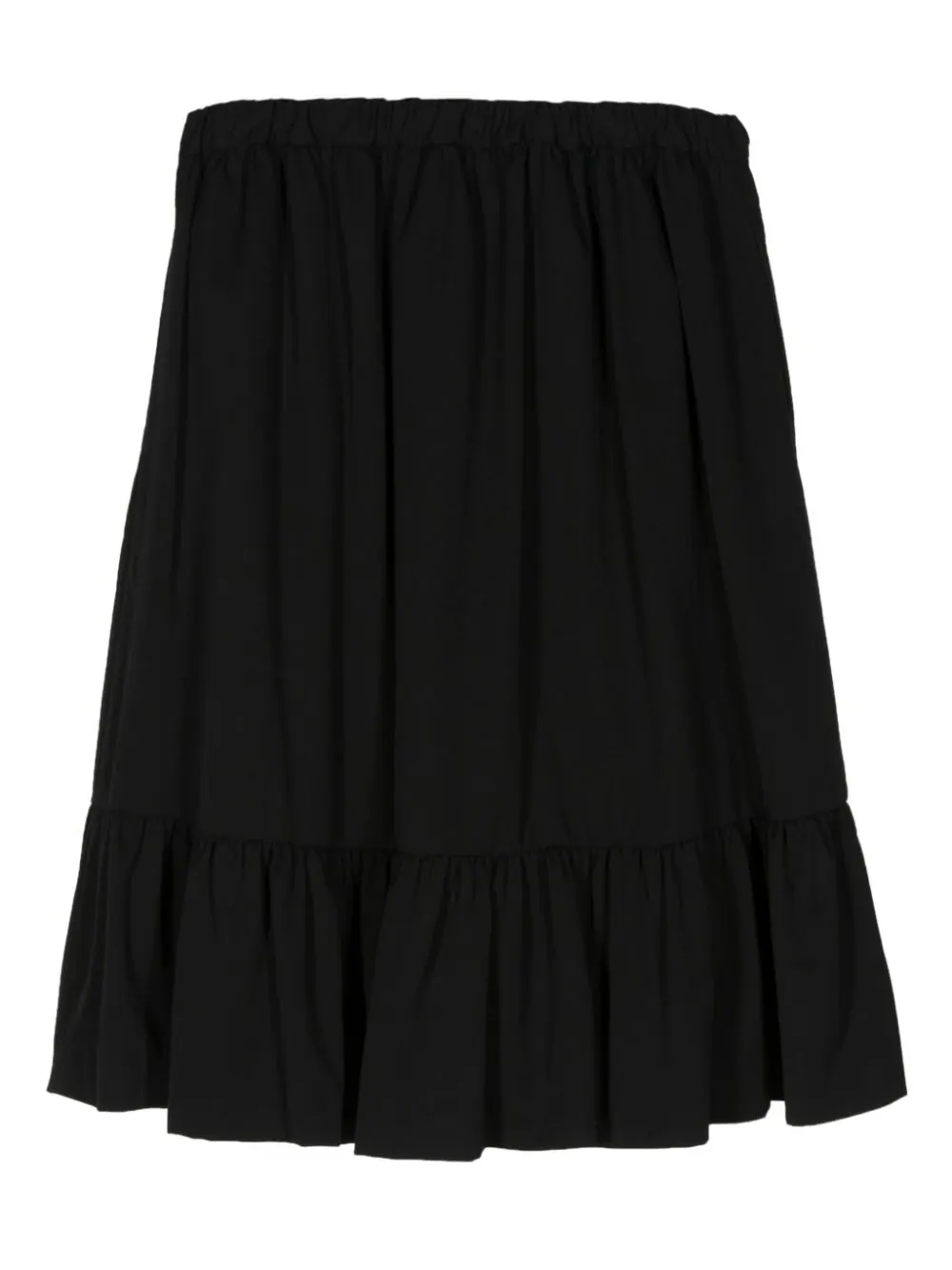 Ruffle-Hem Midi Wool Skirt