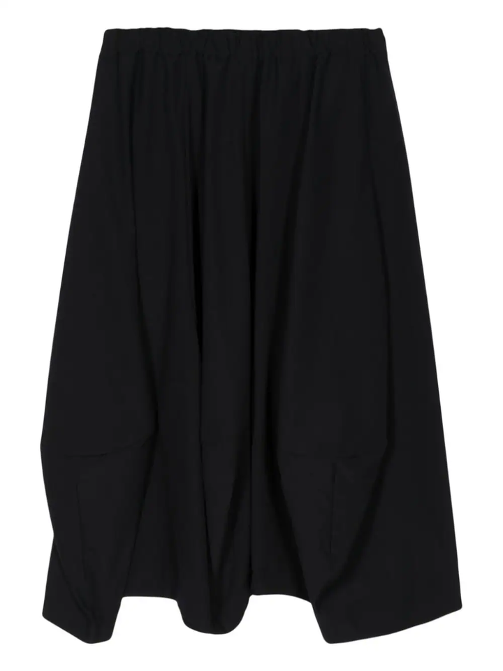 Elastic-Waist Flared Midi Skirt