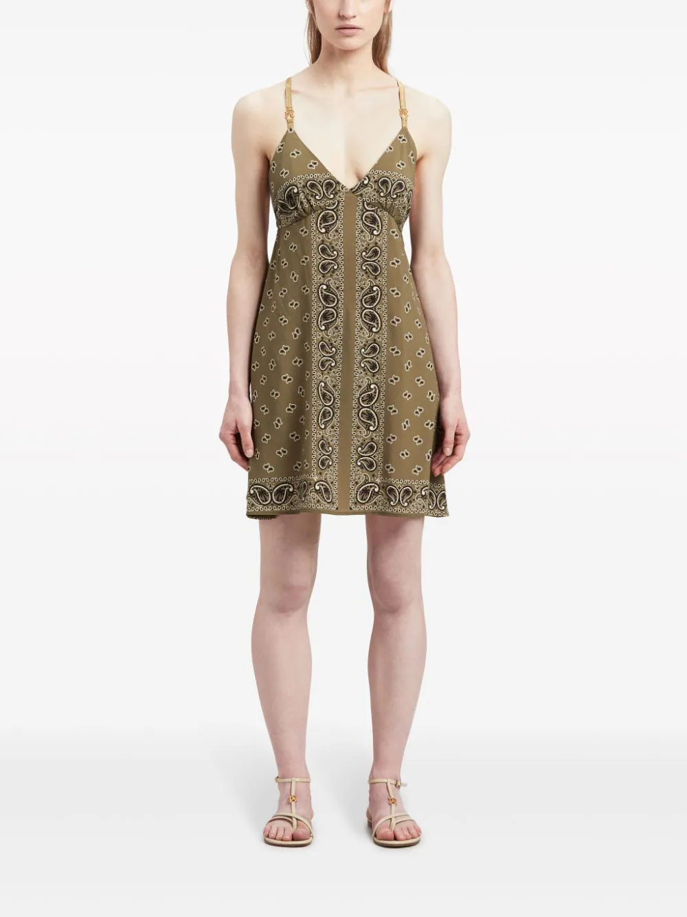 Paisley Slip Dress Military