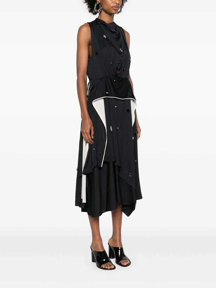 Sleeveless Cascade Drape Dress