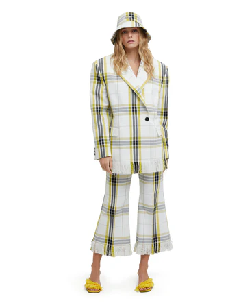 White Yellow Checkered Jacket