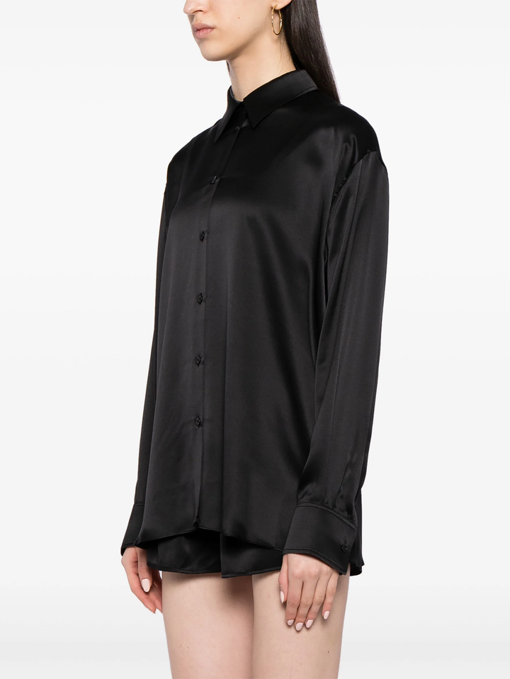 Logo Cutout Shirt In Silk Charmeuse