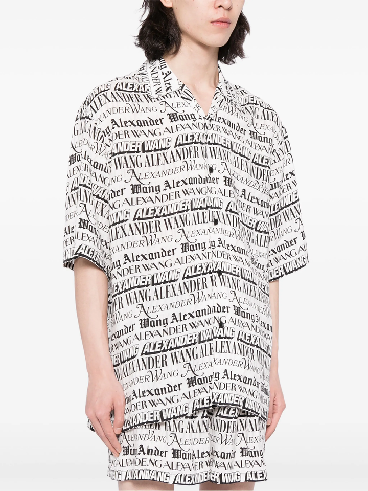 Newspaper Print Camp Shirt