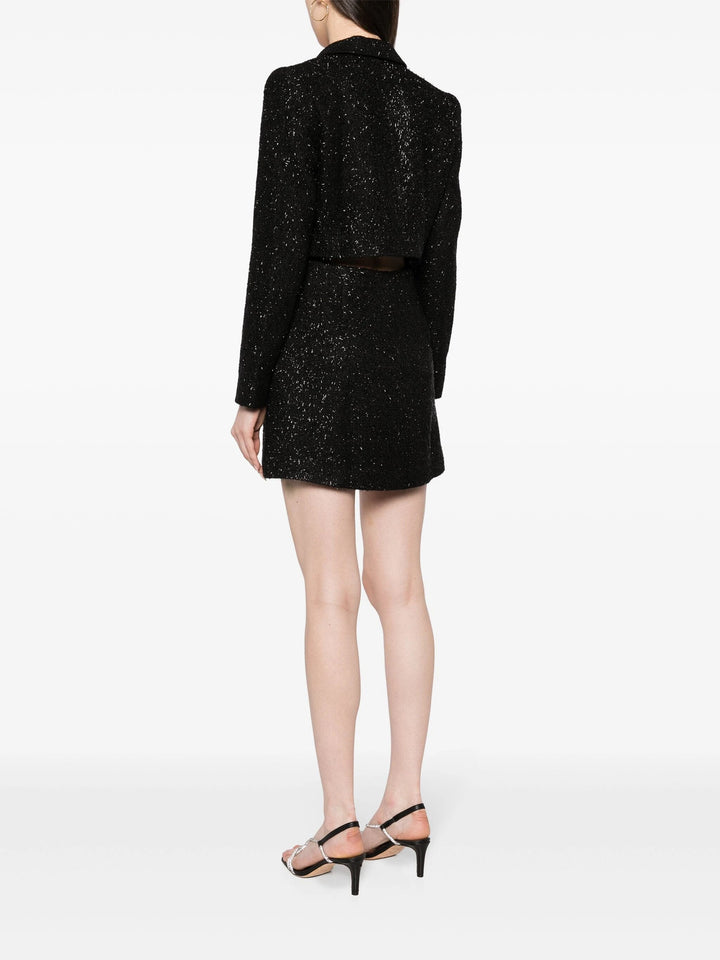 Black Boucle Tailored Mini Dress