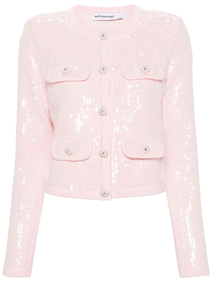 Pink Sequin Knit Cardigan