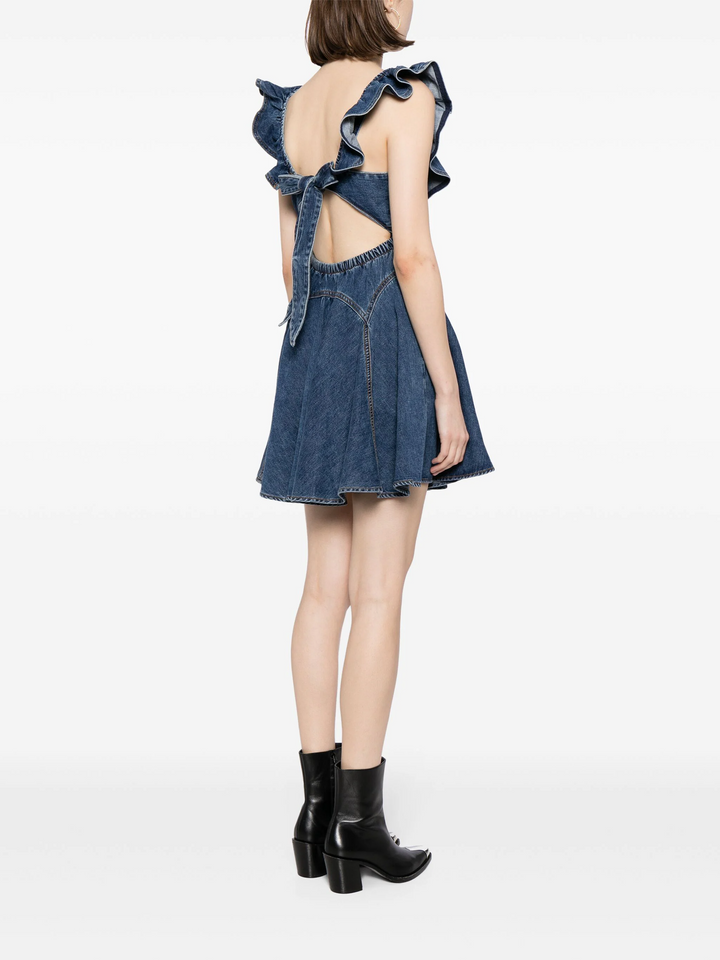 Denim Ruffle Mini Dress