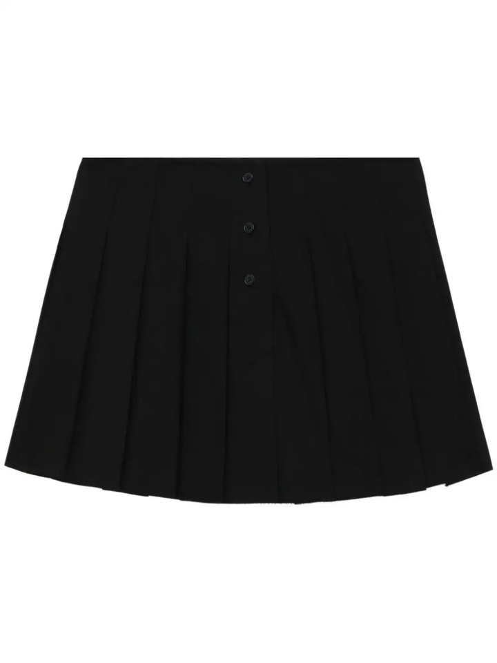 Black Womens Box Pleated Mini Skirt