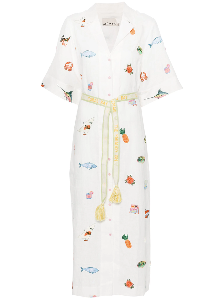 Blue Marlin Embroidered Dress