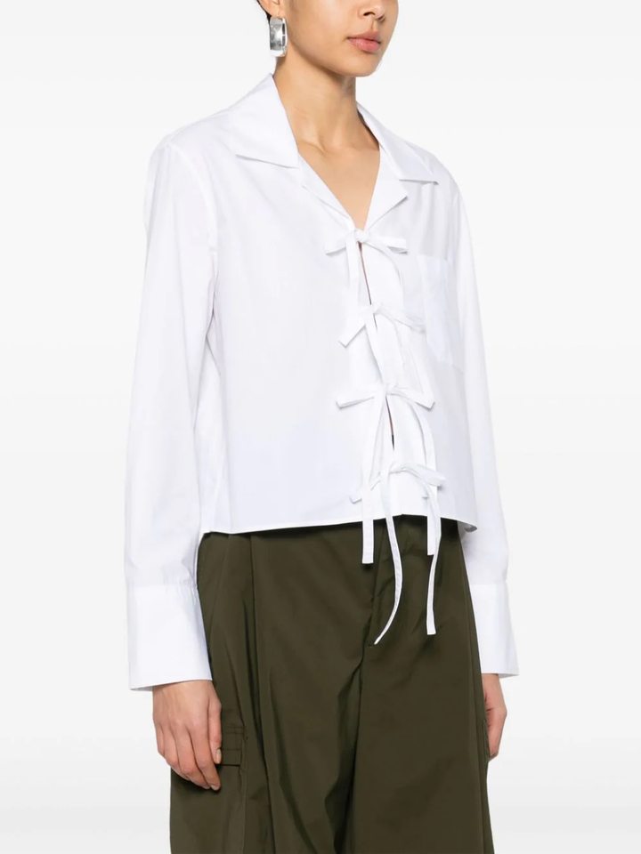 Bow Tie Cropped Shirt