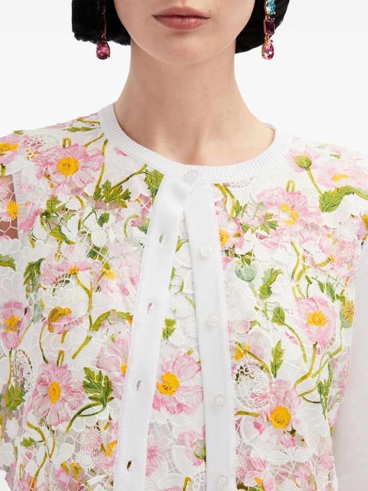 긴팔 프린트 믹스 가디건