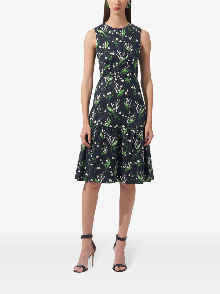 Floral-Print Flounce Hem Dress