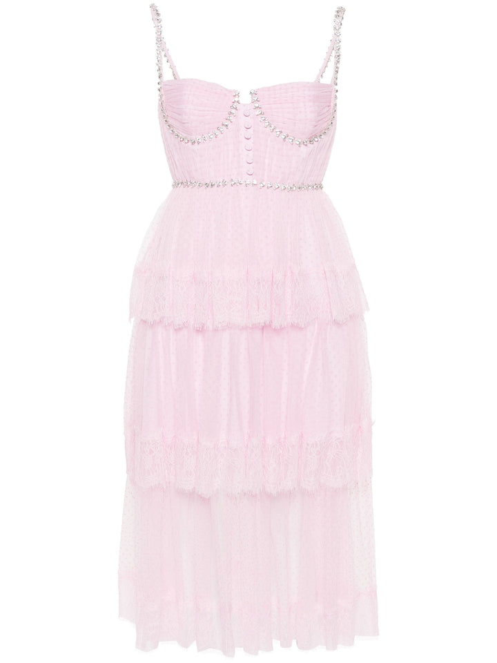 Pink Dot Mesh Midi Dress