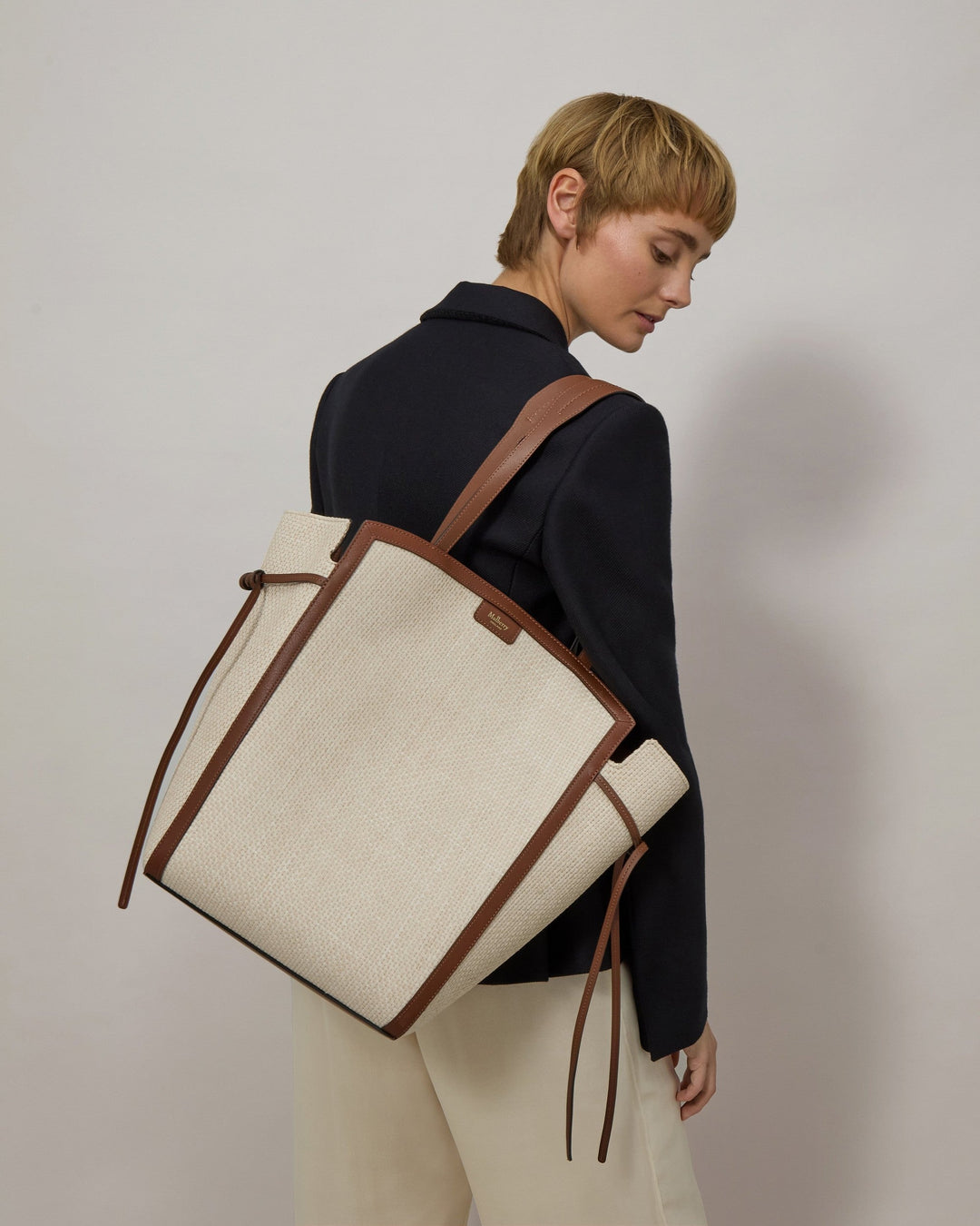 Clovelly Tote Ecru & Bright Oak Raffia