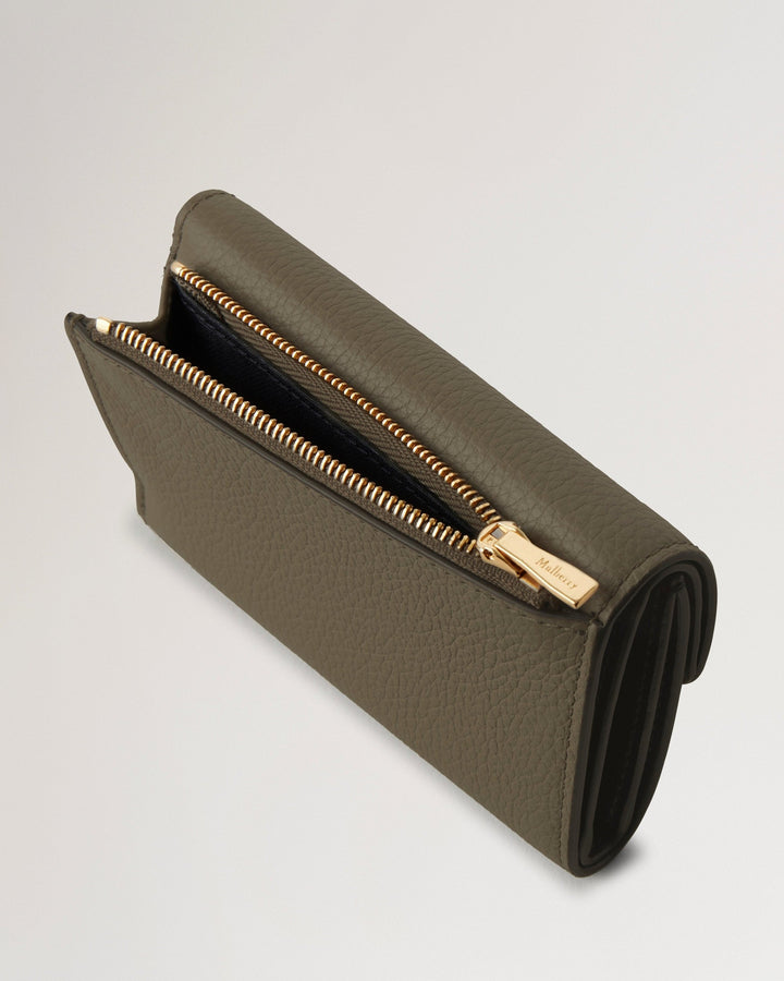 Darley Folded Multi-Card Wallet In Linen Green Small Classic Grain