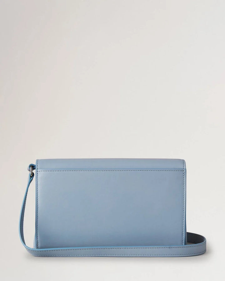 Lana Wallet On Strap Poplin Blue High Gloss Leather