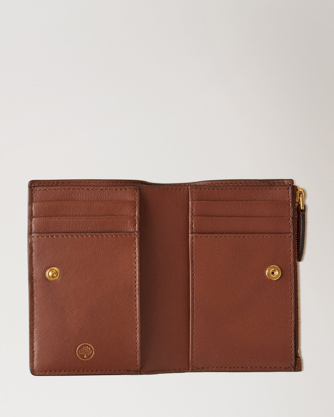 Continental Bifold Zipped Wallet Oak Two-Tone Small Classic Grain