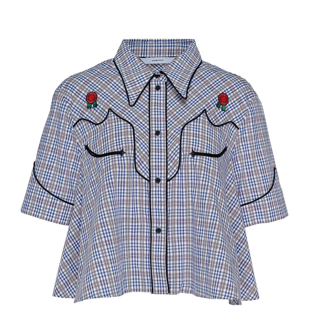 Check Western Pocket Crop Shirt
