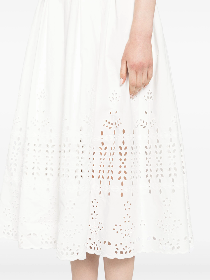 White Cotton Broderie Midi Dress