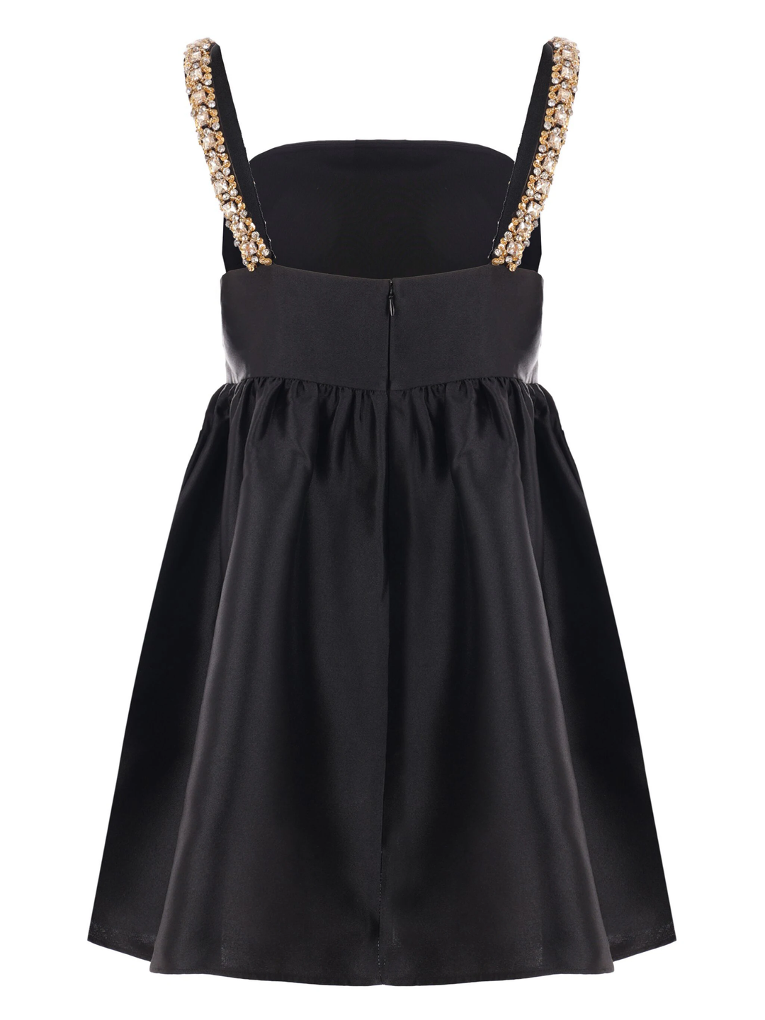 Black Taffeta Embellished Mini Dress