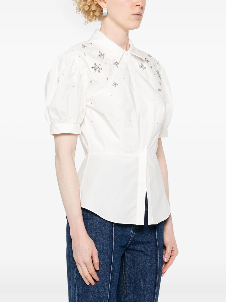 White Cotton Embellished Top