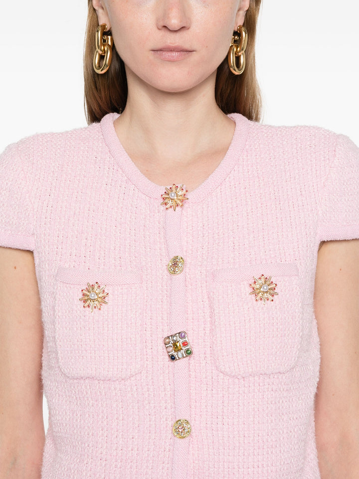 Pink Jewel Button Knit Top