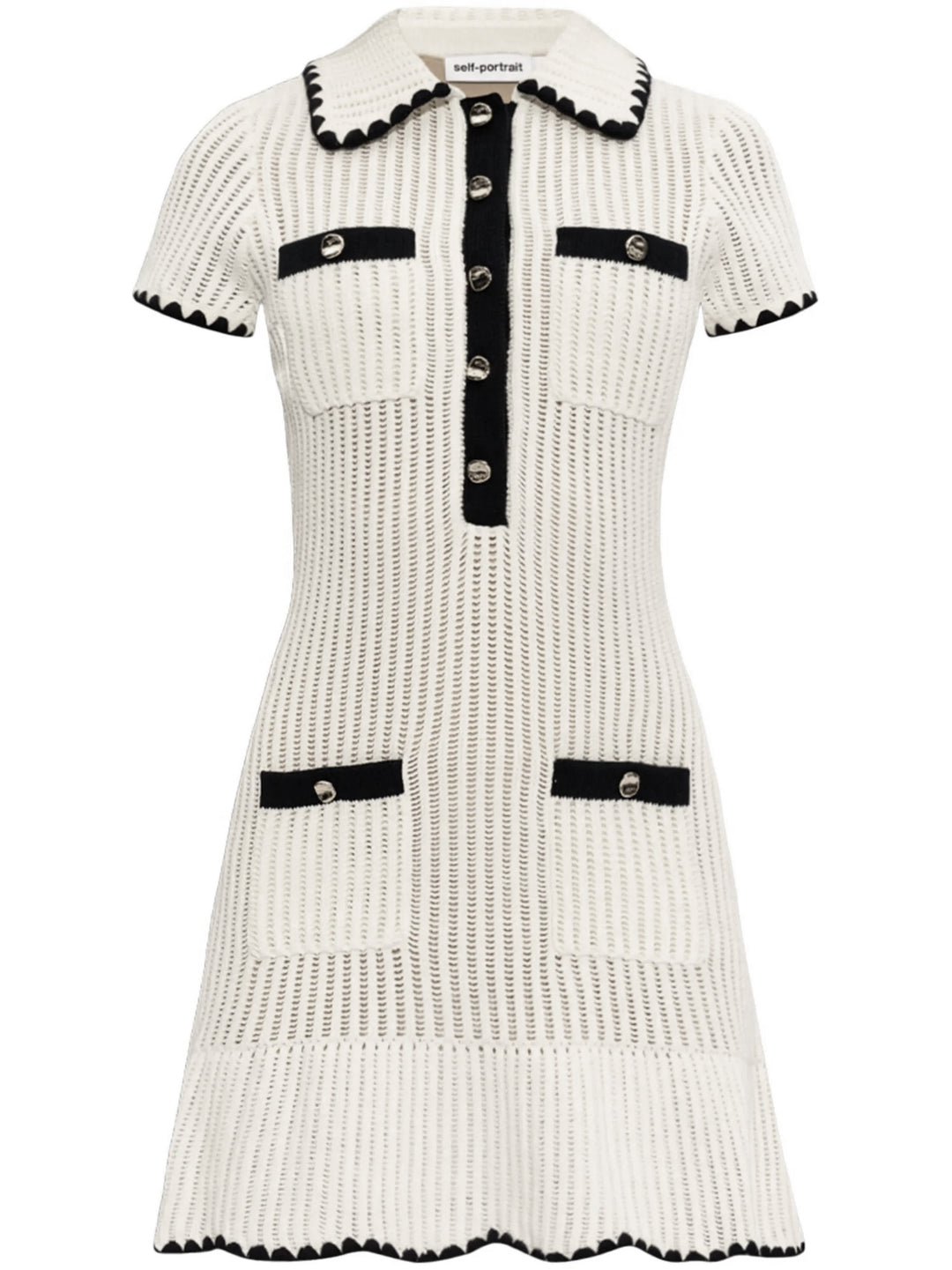 Cream Crochet Collared Mini Dress