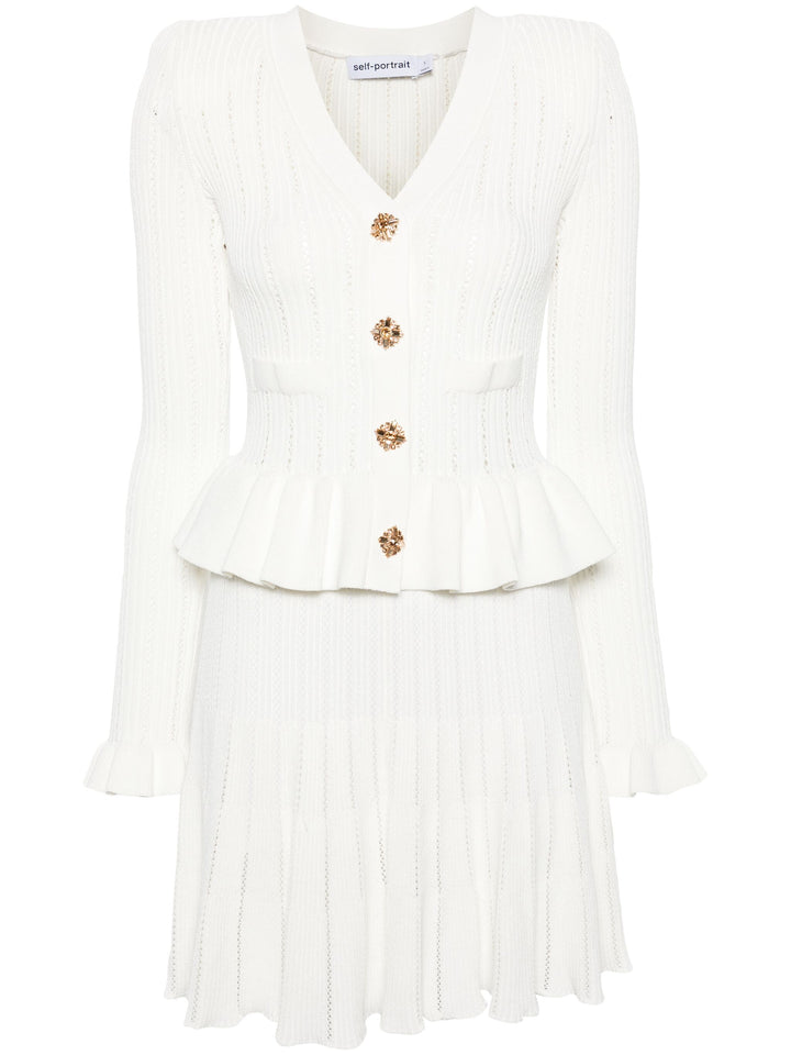 White Knit Peplum Mini Dress