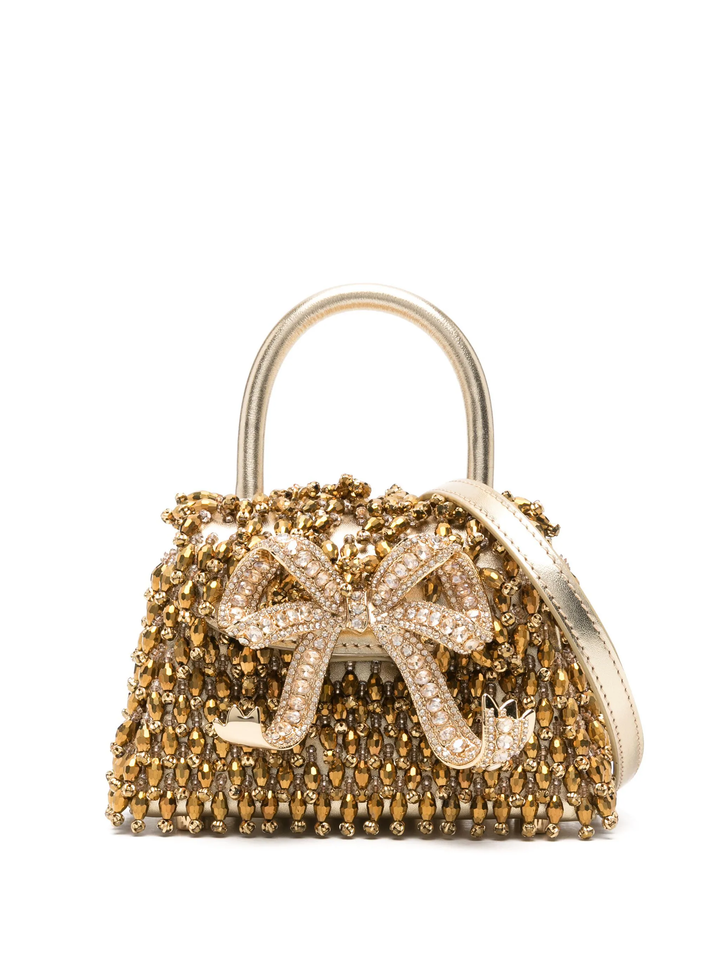 Gold Crystal Embroidery Micro Bag