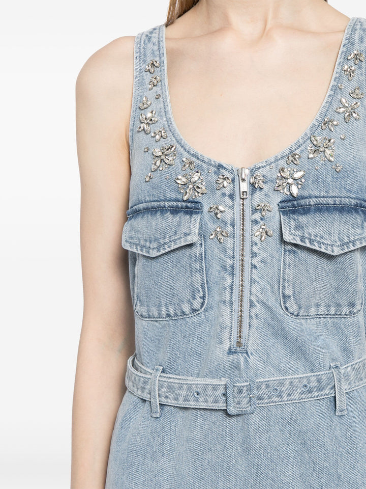 Embellished Denim Mini Dress