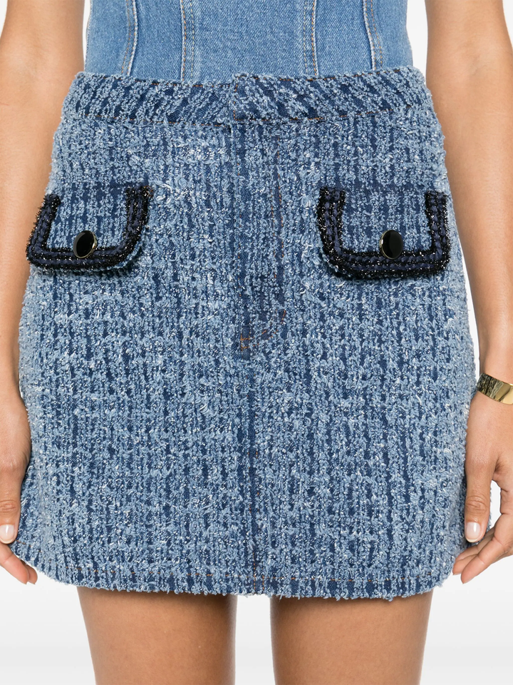 Textured Denim Mini Skirt