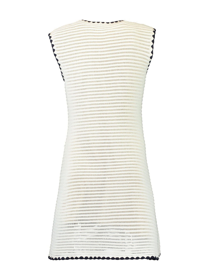 Cream Crochet Contrast Trim Mini Dress