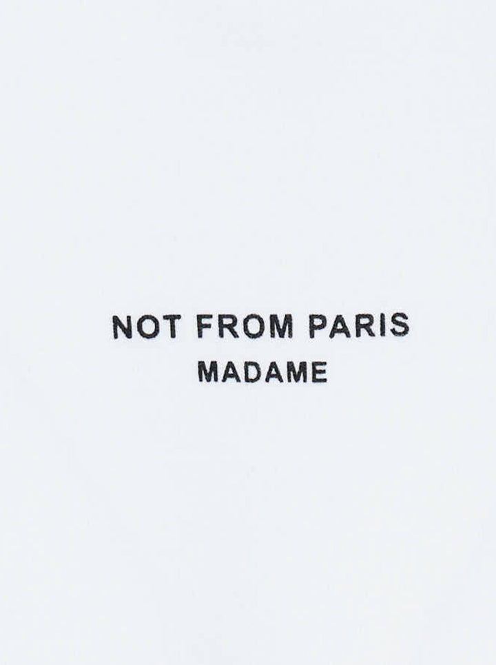 Drôle de Monsieur Classic Slogan Tee in white with 'Not From Paris, Madame' chest print, relaxed oversized fit with crew neck and short sleeves - view 3