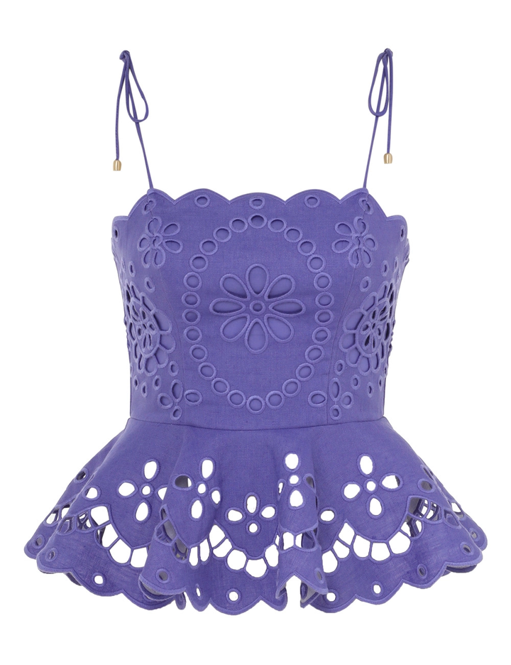Pop Embroidered Scallop Top