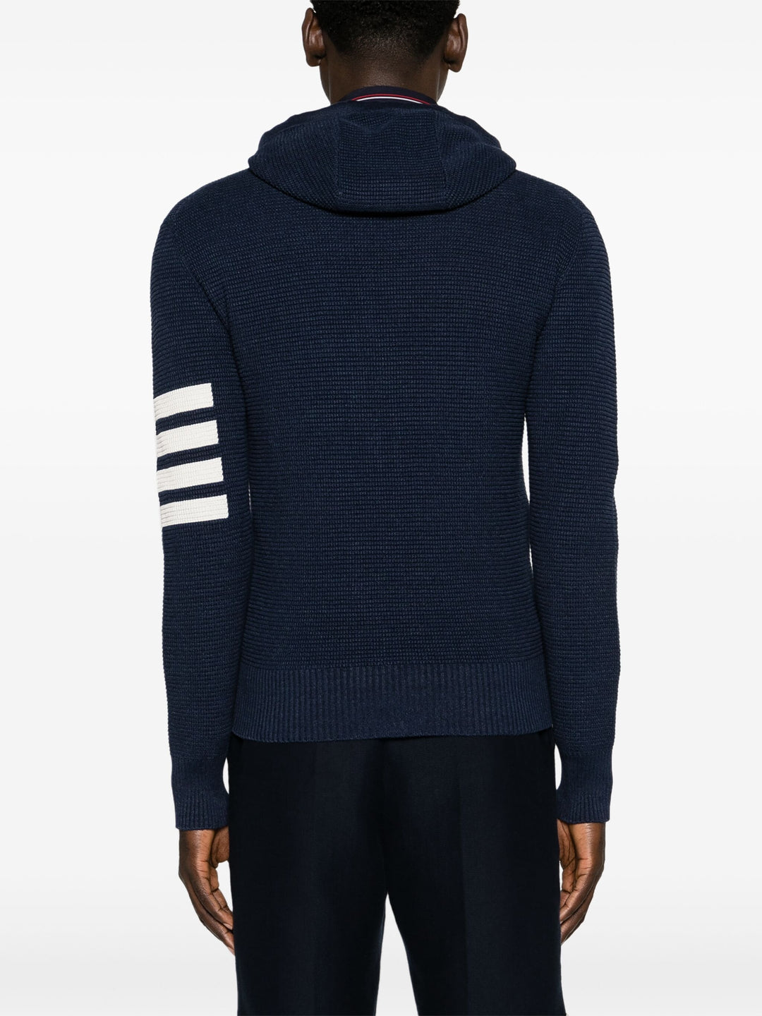 Linen Cotton 4-Bar Relaxed Fit Zip Up Hoodie Men