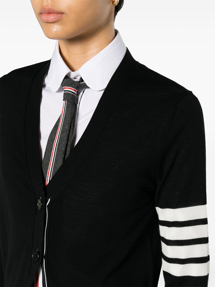 Fine Merino Wool 4-Bar Relaxed Fit Cardigan Women