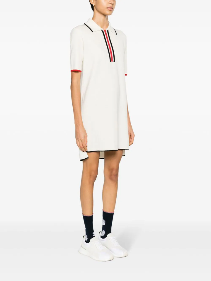 Merino Wool Milano Stitch Zip Up Polo Dress