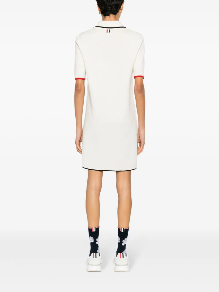 Merino Wool Milano Stitch Zip Up Polo Dress